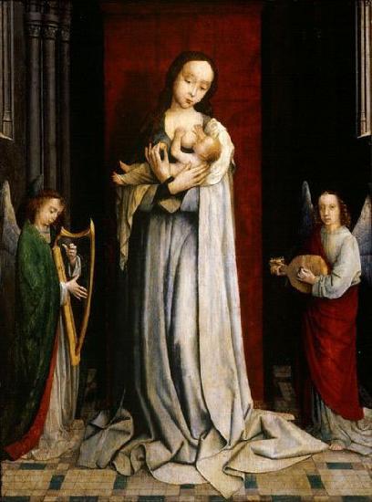 Gerard David Madonna and Child with Two Music Making Angels oil painting picture
